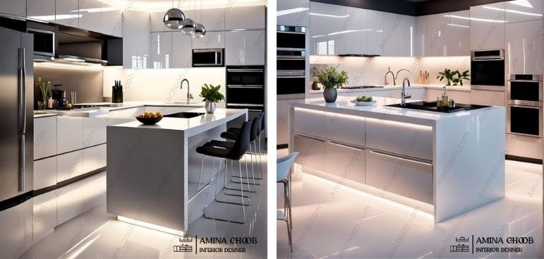 عکس کابینت ترکیبی هایگلاس و ام دی اف
